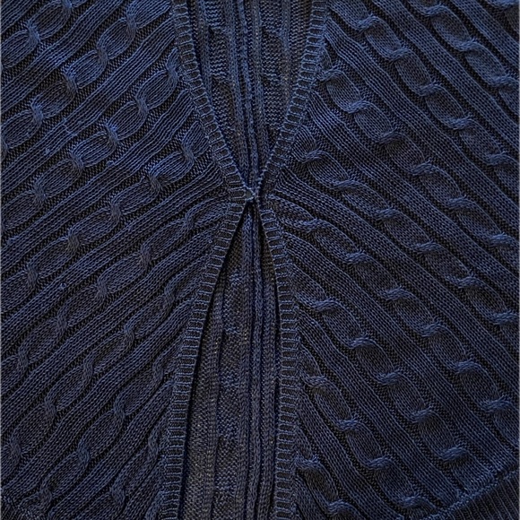 Ralph LAUREN SWING SWEATER Navy Italian Linen Cable Swing Hem L-XL Excellent - Picture 9 of 10